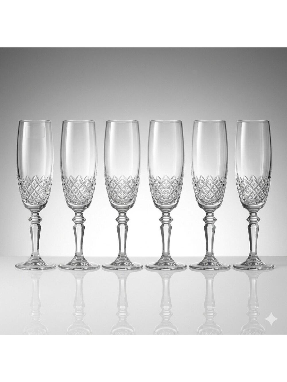 VTG Original in Box 6x Andrea Bohemia Czech Crystal 200ml Port Sherry Glasses